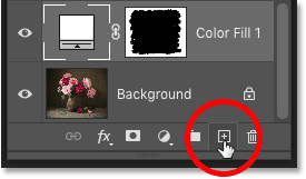 النقر فوق أيقونة Add New Layer في لوحة Layers في Photoshop