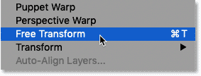 تحديد أمر التحويل الحر في Photoshop