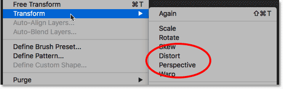 كلا الأمرين Distort و Perspective متاحان