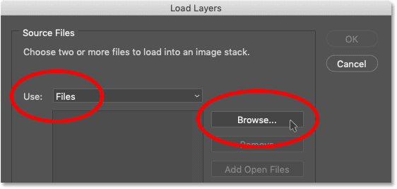 شاشة Load Layers في Photoshop