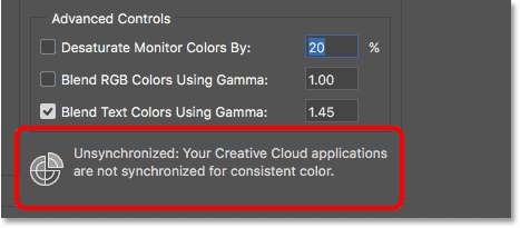 لا تتم مزامنة تطبيقات Creatuve Cloud للحصول على ألوان متناسقة.