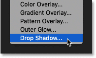 اختيار تأثير طبقة Drop Shadow في Photoshop