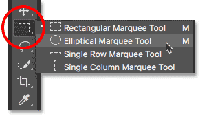 أداة Photoshop Elliptical Marquee.