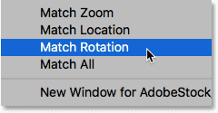 خيار Match Rotation في Photoshop