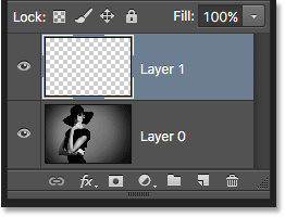 تعرض لوحة Layers الطبقة الفارغة الجديدة. صورة © 2016 Photoshop Essentials.com