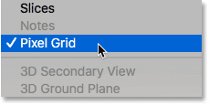 إيقاف تشغيل Pixel Grid في Photoshop