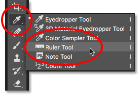 أداة Photoshop Ruler.